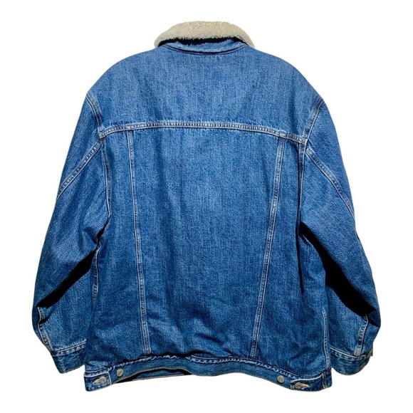 Men’s GAP Icon Denim Trucker Jacket With Sherpa Lining Sz Medium - Picture 2 of 5